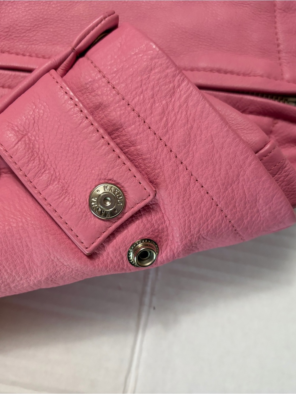 Vintage Wilsons Leather Maxima Pink Moto Jacket Small Y2K Cafe Racer Biker S - Picture 10 of 16